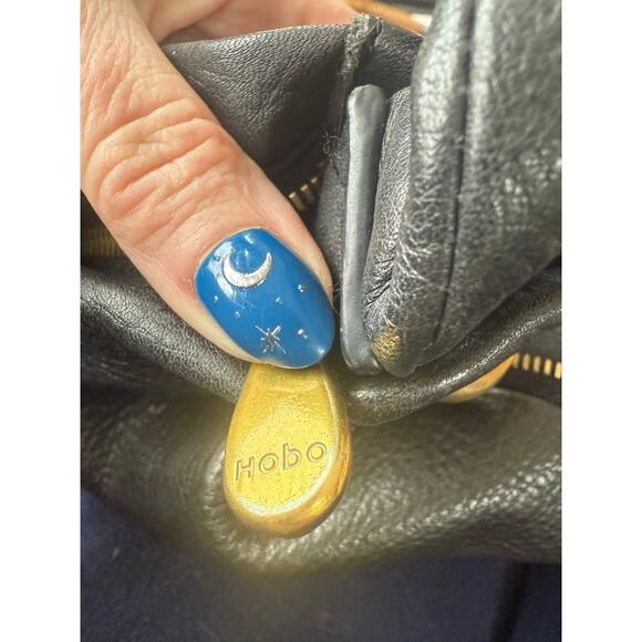 Hobo black expand zip shoulder crossbody purse bag med size - Picture 7 of 8